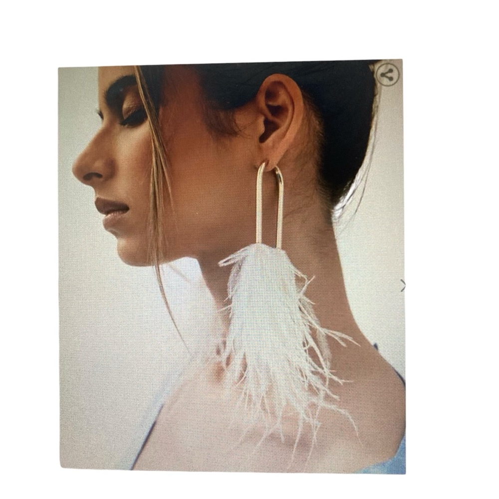 CULT GAIA | « Meta » Ostrich Feather Statement Earrings White NEW